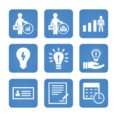 Presentation icon set. Solid icon collection vector illustration.