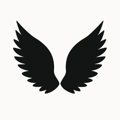 Elegant Black Wings Silhouette Vector Illustration of Avian Wings