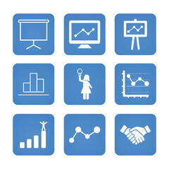 Presentation icon set. Solid icon collection vector illustration.