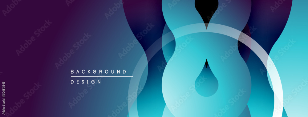 Poster Abstract gradient background. Blue, purple hues blend. Circular layers create depth, modern aesthetic. Minimalist design element.