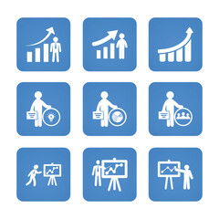 Presentation icon set. Solid icon collection vector illustration.