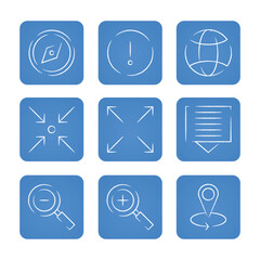 Navigation and location icon set. Vector illustration