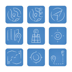 Navigation and location icon set. Vector illustration