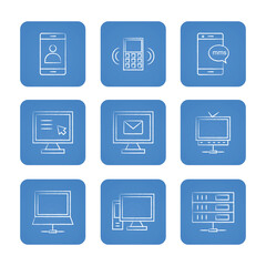 Communication icon set. Solid icons collection, vector illustration.