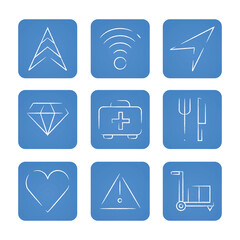 Navigation and location icon set. Vector illustration