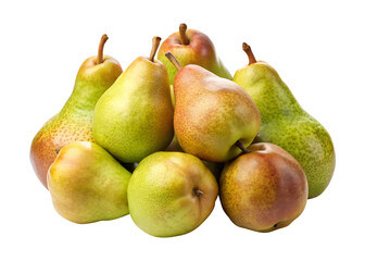 A group of ripe pears stacked together in a pleasing arrangement