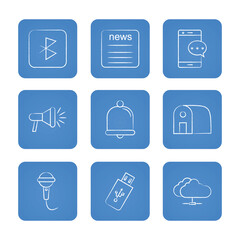 Communication icon set. Solid icons collection, vector illustration.