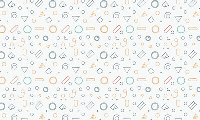 Playful Geometric Abstract Pattern with Circles, Triangles, and Thin Lines