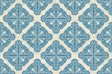 Carpet ikat floral pattern,fabric pattern on navy blue background vector illustration.Ikat ethnic oriental embroidery.Aztec style,abstract background.design for texture,clothing,decoration,carpet,rug.