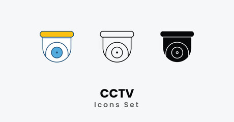 CCTV Icons thin line and glyph vector icon stock illustration