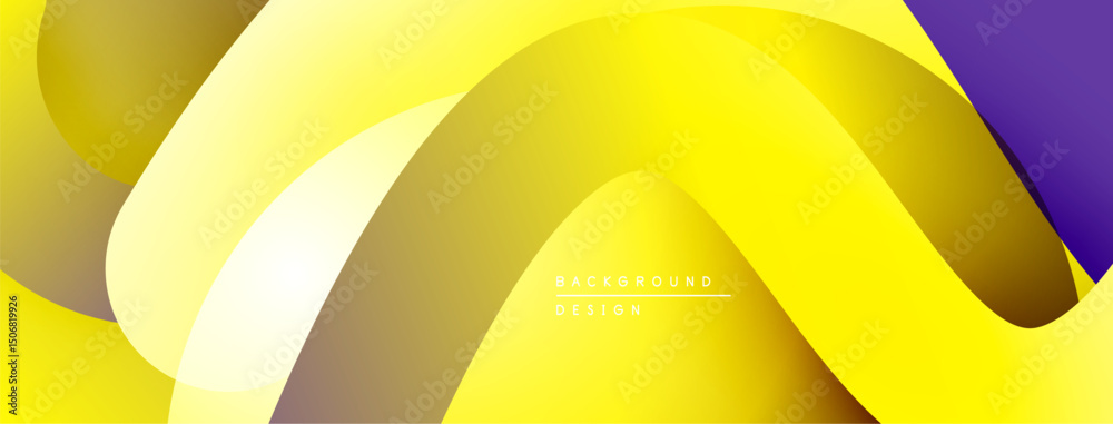 Aufkleber Abstract yellow purple design. Smooth curves create dynamic visual flow. Modern gradient background for digital projects.
