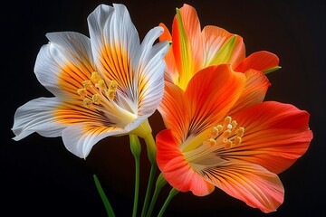 Obraz premium pollen macro of delicate flower stamens covered in golden Telephoto