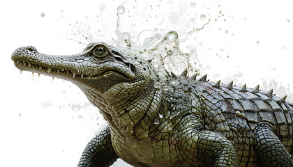 Fototapeta premium close up of an alligator with white background, HD and 4K image