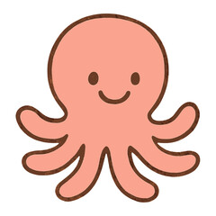 Fototapeta premium Cute smiling cartoon octopus vector
