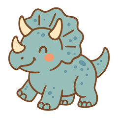 Fototapeta premium Cute triceratops cartoon illustration vector