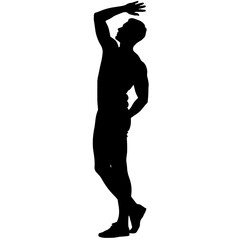 Silhouette of Person Stretching Arm Overhead for Fitness Warm-Up