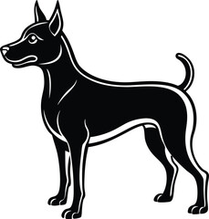 Elegant Black Dog Silhouette Standing Proudly in Profile View