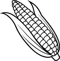 Corn on the Cob Line Art Minimalist Vector Illustration for Summer and Holiday Designs