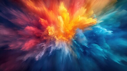 Vibrant explosion of colors against a dark background, abstract artistic design.