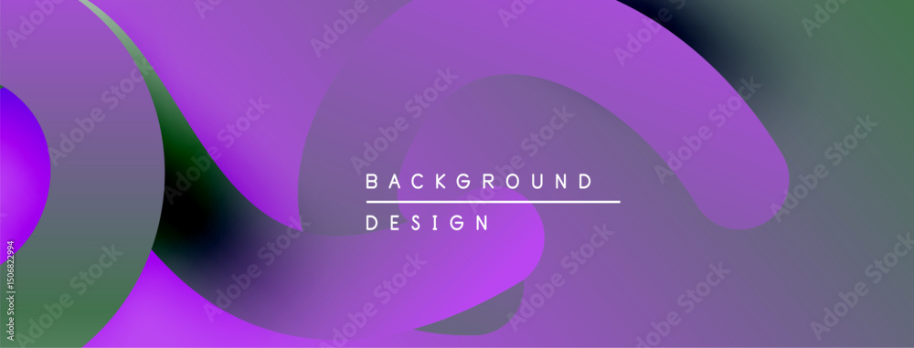 Aufkleber abstract gradients blend, creating fluid shapes. purple dominates, accented by green hues. text read