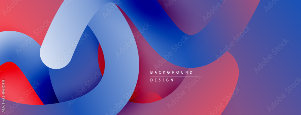 Aufkleber Abstract fluid shapes, vibrant colors blend. Modern design, smooth gradients create dynamic composition. Background texture, visual harmony.