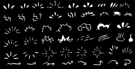 Line hand drawn brush marker arrow, heart, crown element set on chalkboard. Hand drawn sketch marker underline kid color shape, arrow, star scribble brush pen stroke doodle icon. Vector illustration