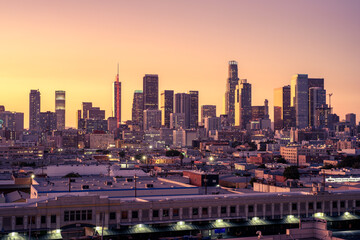 Downtown Los Angeles at sunset