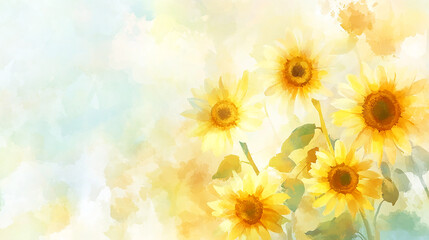 青空とひまわりのイラストgenerative ai