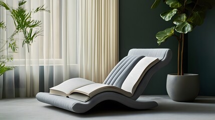 Cozy book holder with open pages on a reading nook