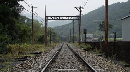 railroad tracks in the morning