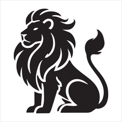 Fototapeta premium Lion Silhouette,Male lion black silhouette icon vector. Lion icon isolated on a white background. Walking lion icon vector