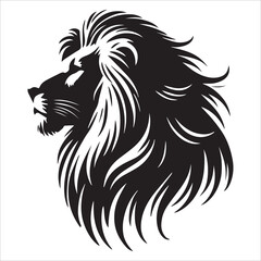 Lion Silhouette,Male lion black silhouette icon vector. Lion icon isolated on a white background. Walking lion icon vector