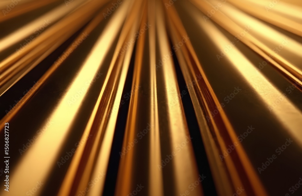 Aufkleber golden metal rails texture background. abstract pattern of metallic bars with light and shadow. gold