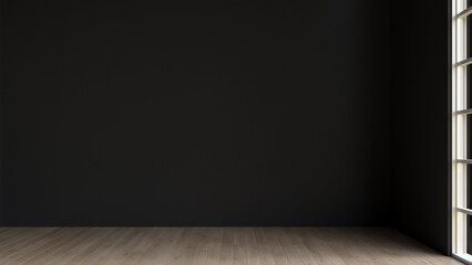 Home and living and black room mockup decoration and empty wall texture background interior design. 3d rendeing