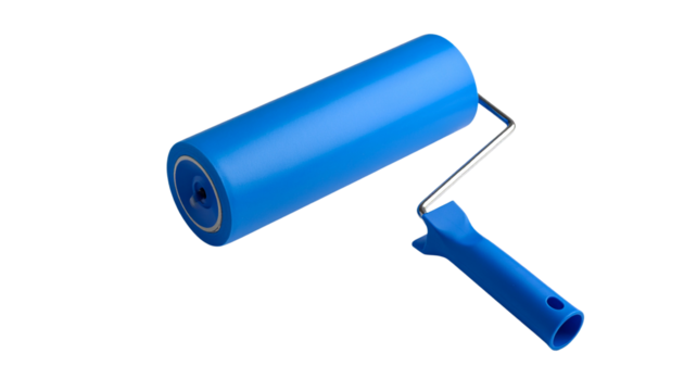 Red paint roller on white Bg in Png format