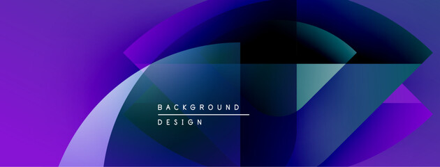 Abstract purple design features overlapping shapes. Gradient colors create dynamic visual effect. Text reads background design. Modern, sleek aesthetic.