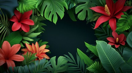 Vibrant Tropical Rainforest Scene with Diverse Flora and Lush Greenery Ideal for Background or Nature Projects