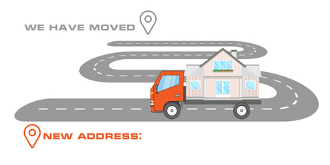 We are moving concept. We are moving from one address to another address - minimalistic flyer template with place for new company office shop location address.  EPS10