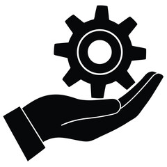 Black Gear in Palm Mechanical Support, Engineering Solutions, and Technical Assistance Visualized