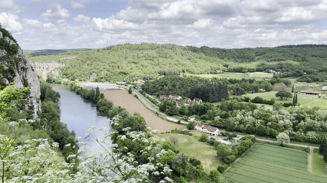 Lot River meandering near Saint Cirq Lapopie in France