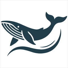Obraz premium Majestic Whale Silhouette,black and white vector silhouette of a killer whale with an open mouth, mid-swim, on a clean white background