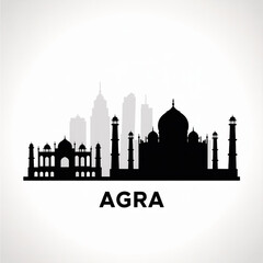 Agra Skyline Silhouette — Historic Indian City Vector Illustration