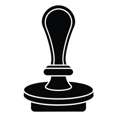 Black Rubber Stamp Illustration with Handle for Office Supplies and Stationary Design
