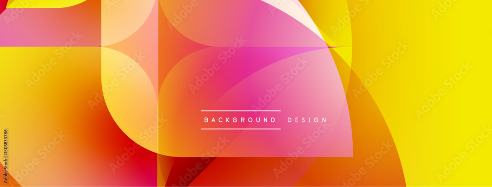 Aufkleber Abstract vibrant design features overlapping colorful shapes. Gradient hues blend smoothly creating dynamic visual effect. Modern aesthetic.