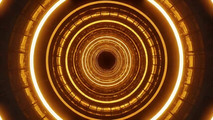 Abstract glowing concentric circles in a dark tunnel - Powered by Adobe