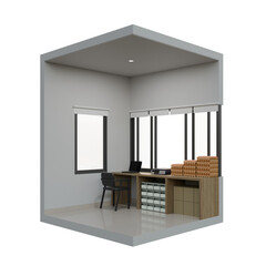 Small Shop Rear Right Corner View 3D Design Illustration