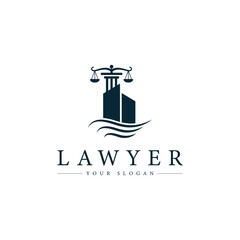 justice law logo design template. attorney logo with pillar and book shape illustration