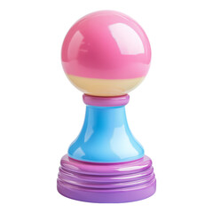 Colorful toy pawn piece isolated on transparent background for playful design