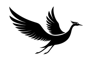 Obraz premium Crane Silhouette Soaring Bird Minimalist Design