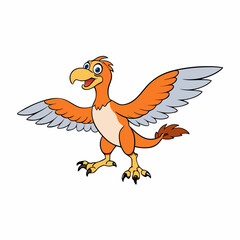 Duck Like Bird with Wings Open